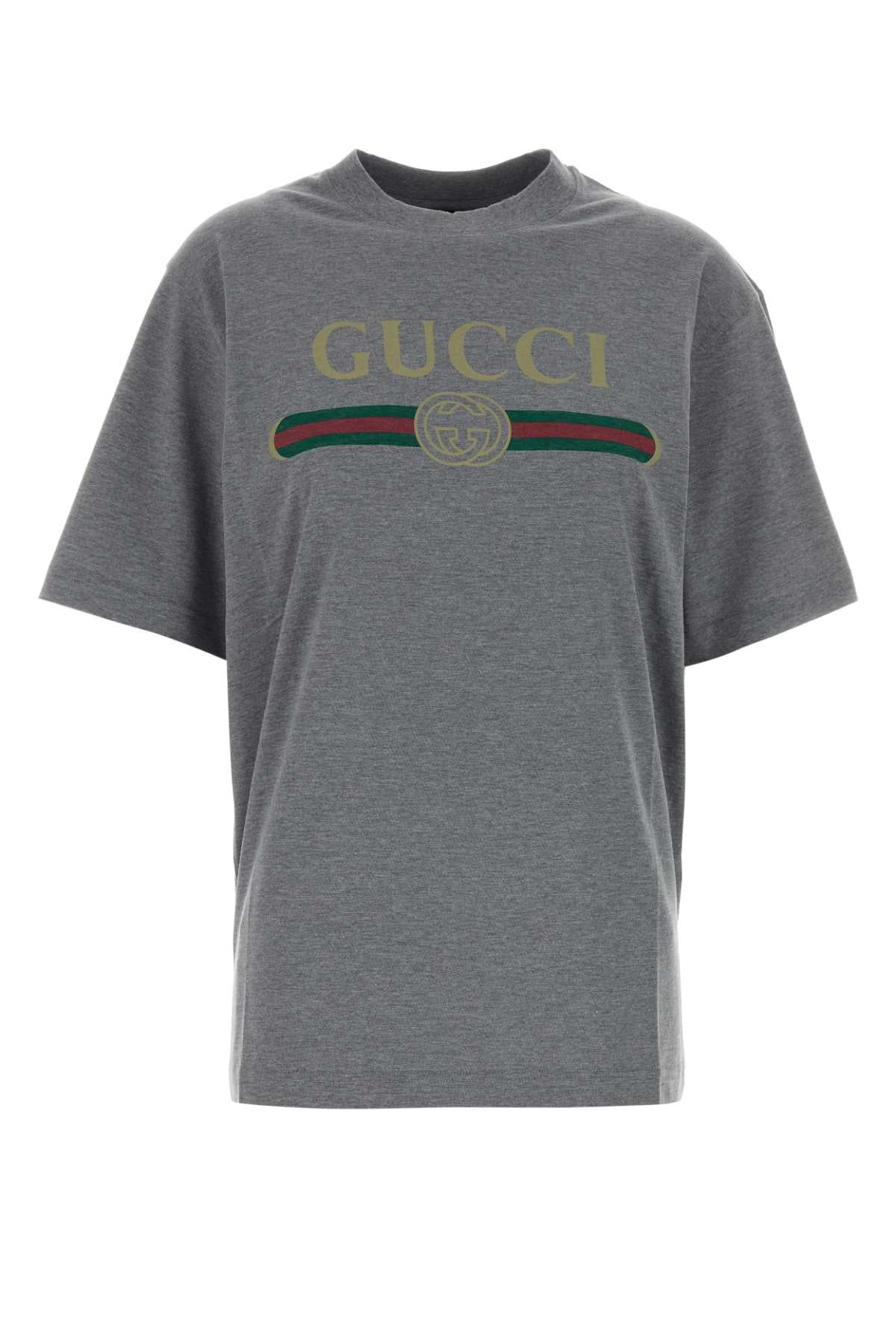 Logo-Printed Cotton-Blend T-Shirt — Gray