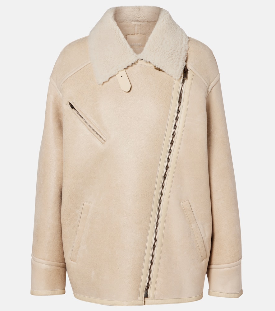 Adelina shearling-trimmed leather jacket