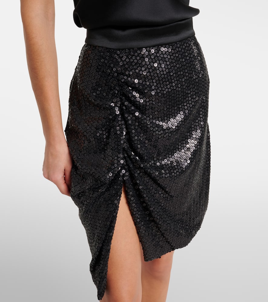Panther gathered sequined midi skirt