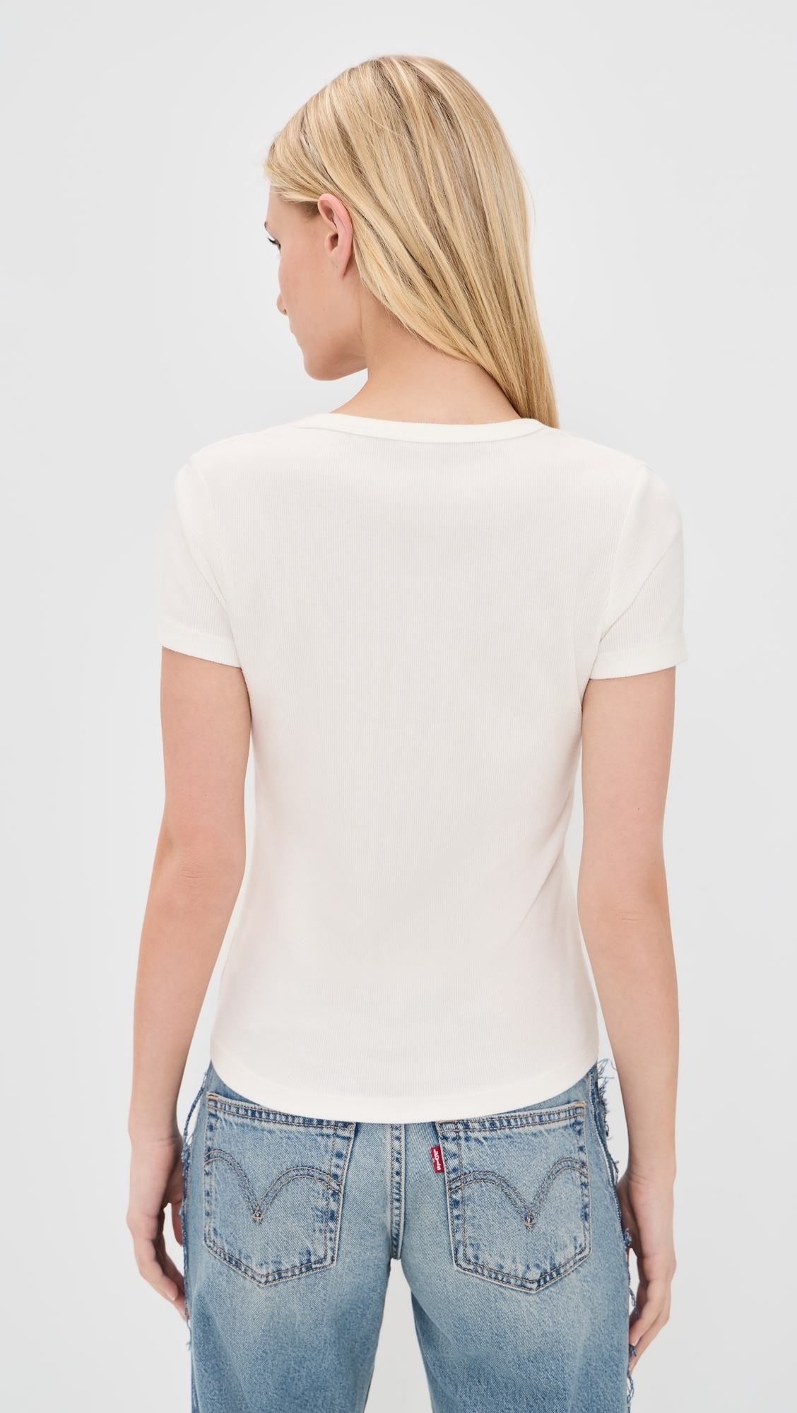 Scoop Neck Henley Tee 100 Ivory