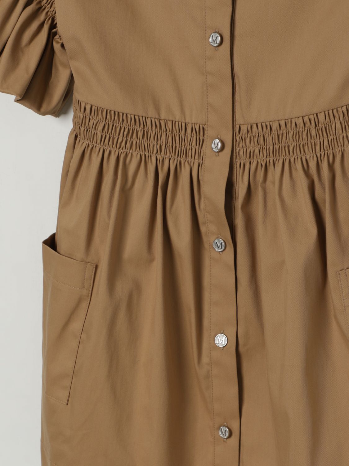 Shirred-panel dress - Brown