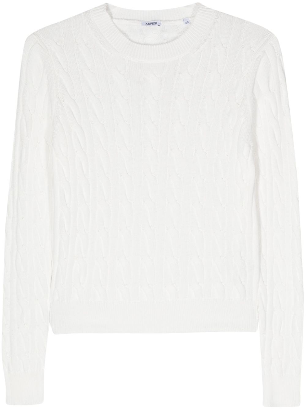Cable-knit cotton jumper - White