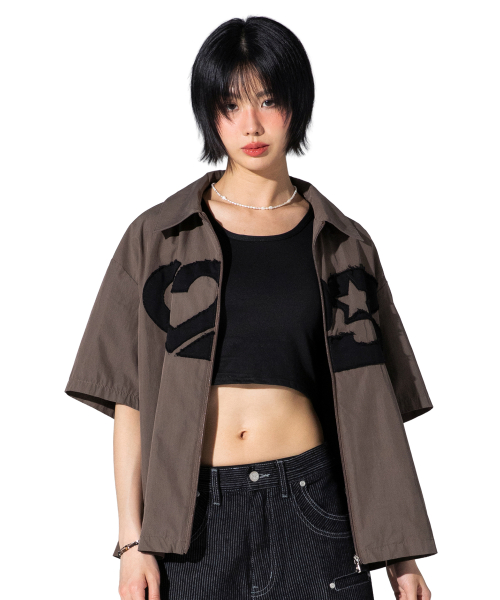 XTS044 Rubber Applique Crop Shirt