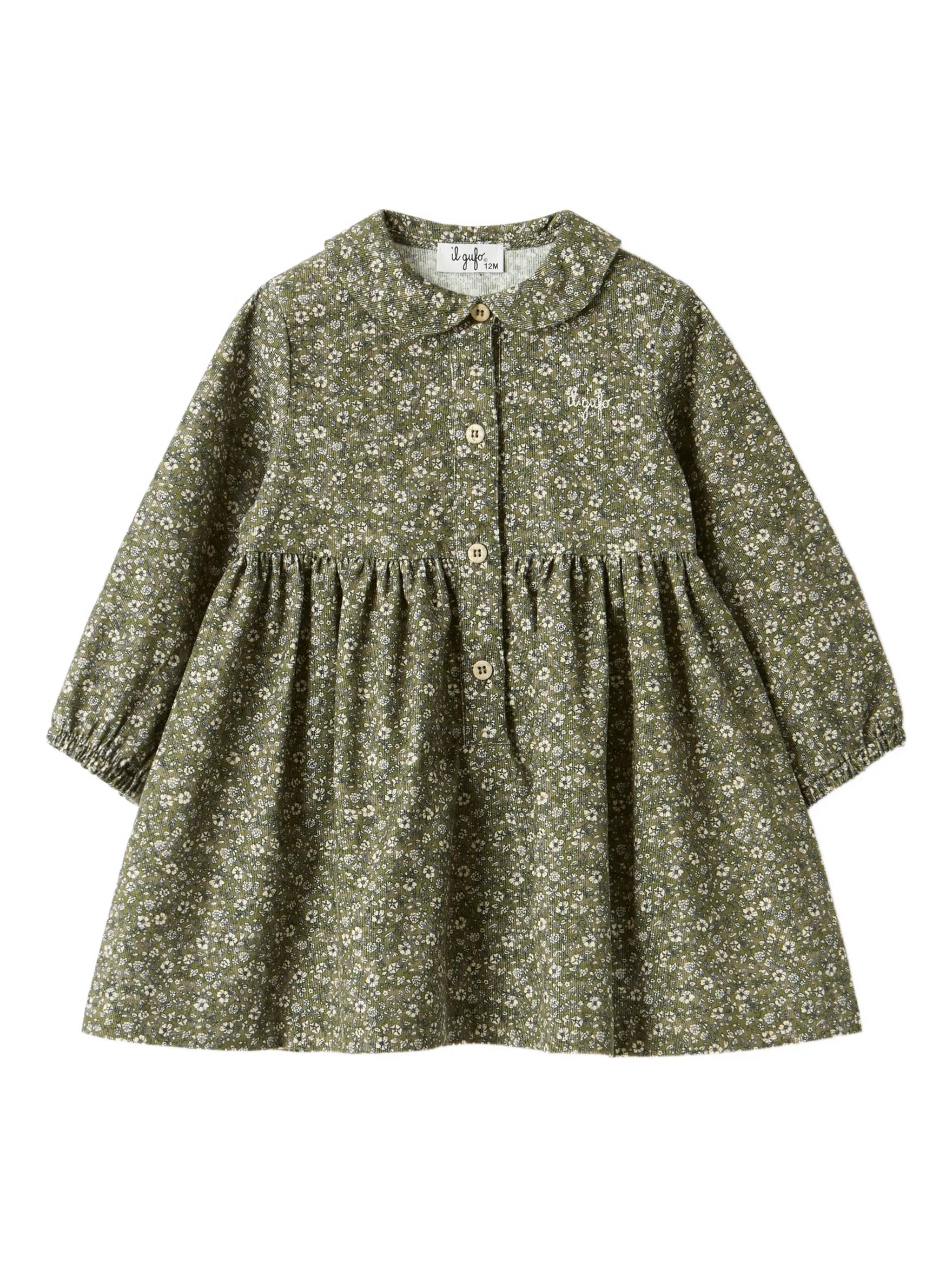 Kids' Round Collar Dress with Decorative Cuffs