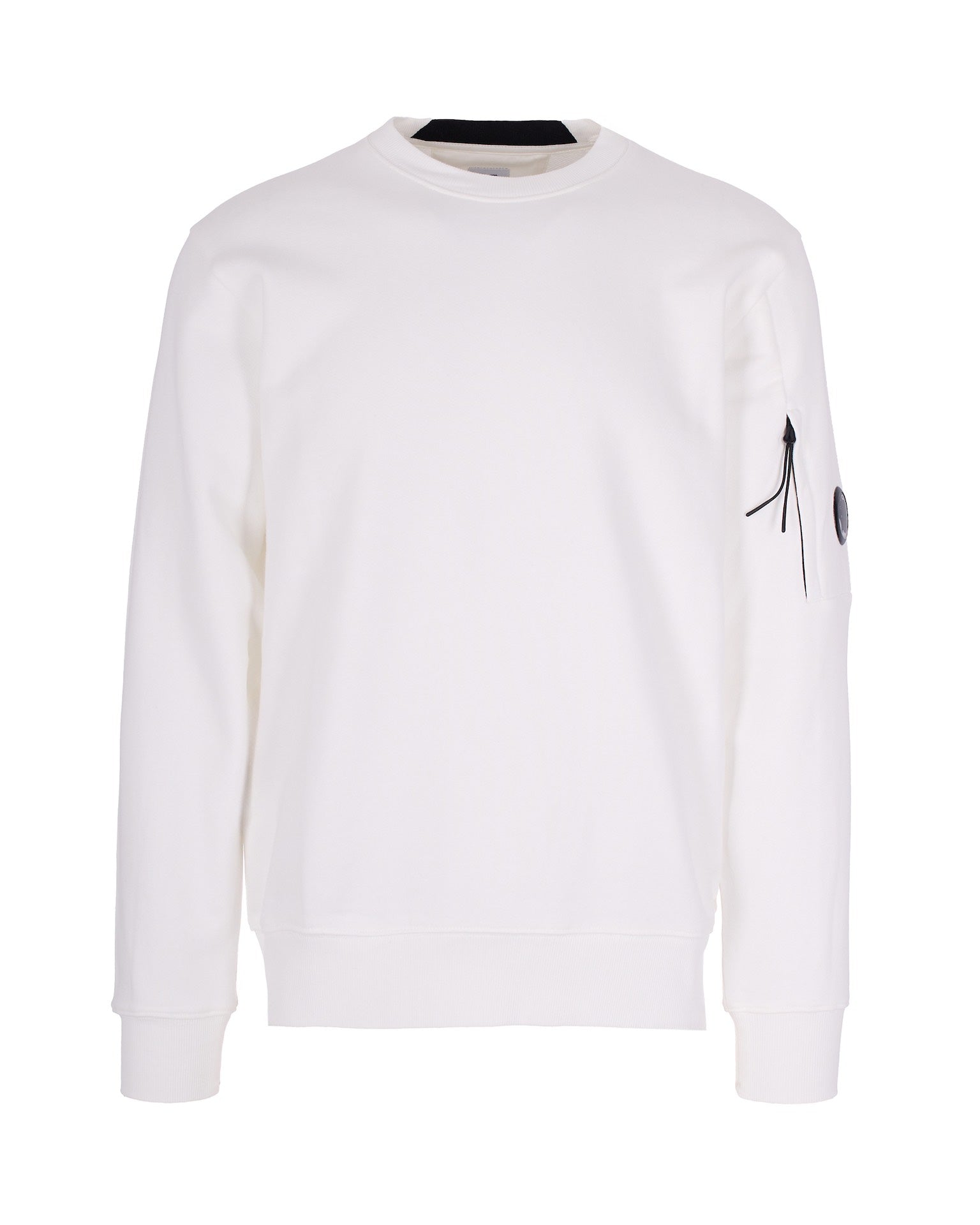 Diagonal Raised Fleece Cotton Sweatshirt — White