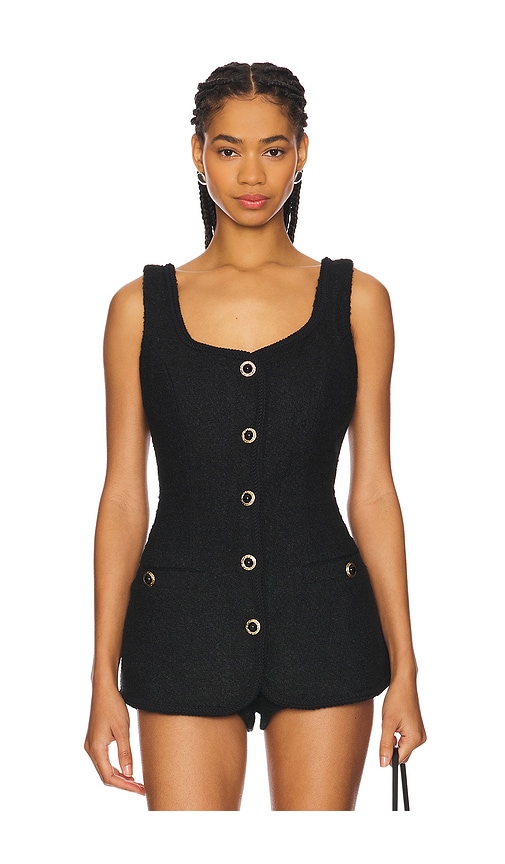 MAJORELLE Gabrielle Tweed Top in Black. - S also in