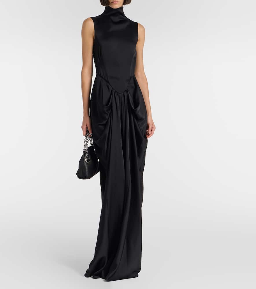 Draped satin gown