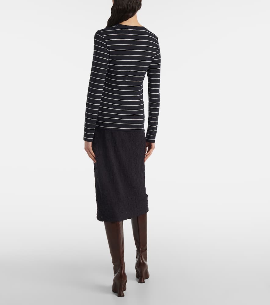 Striped cotton-blend top