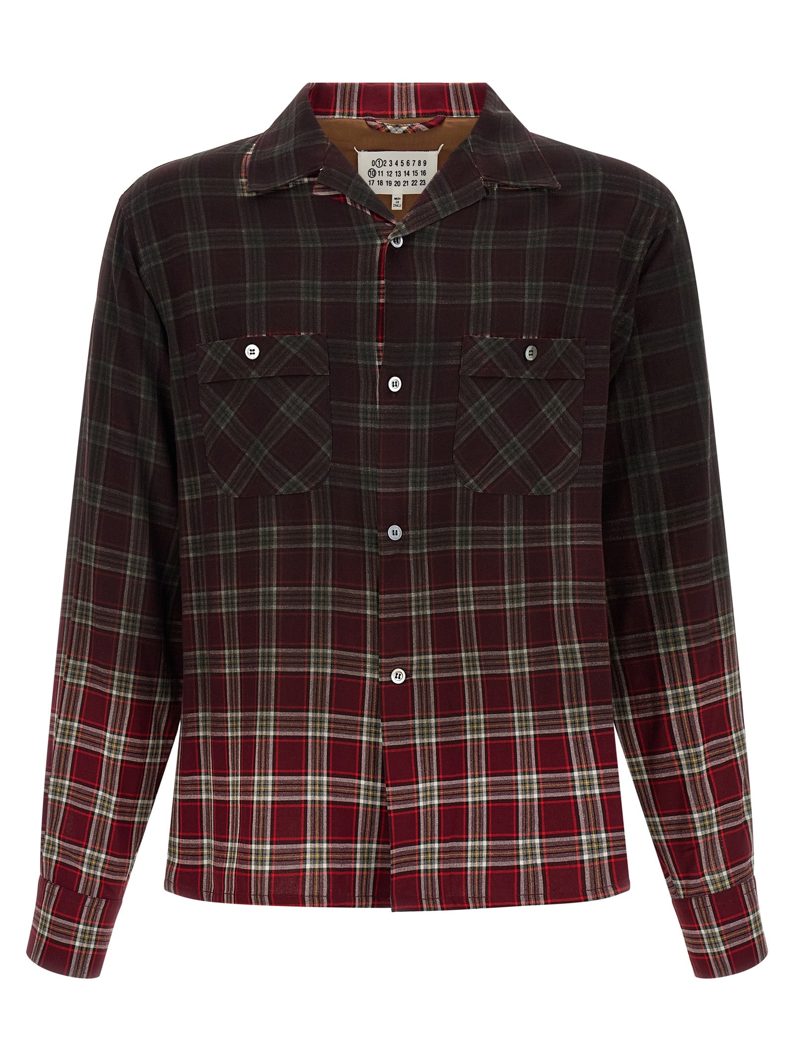 Check-Patterned Viscose Shirt — Red