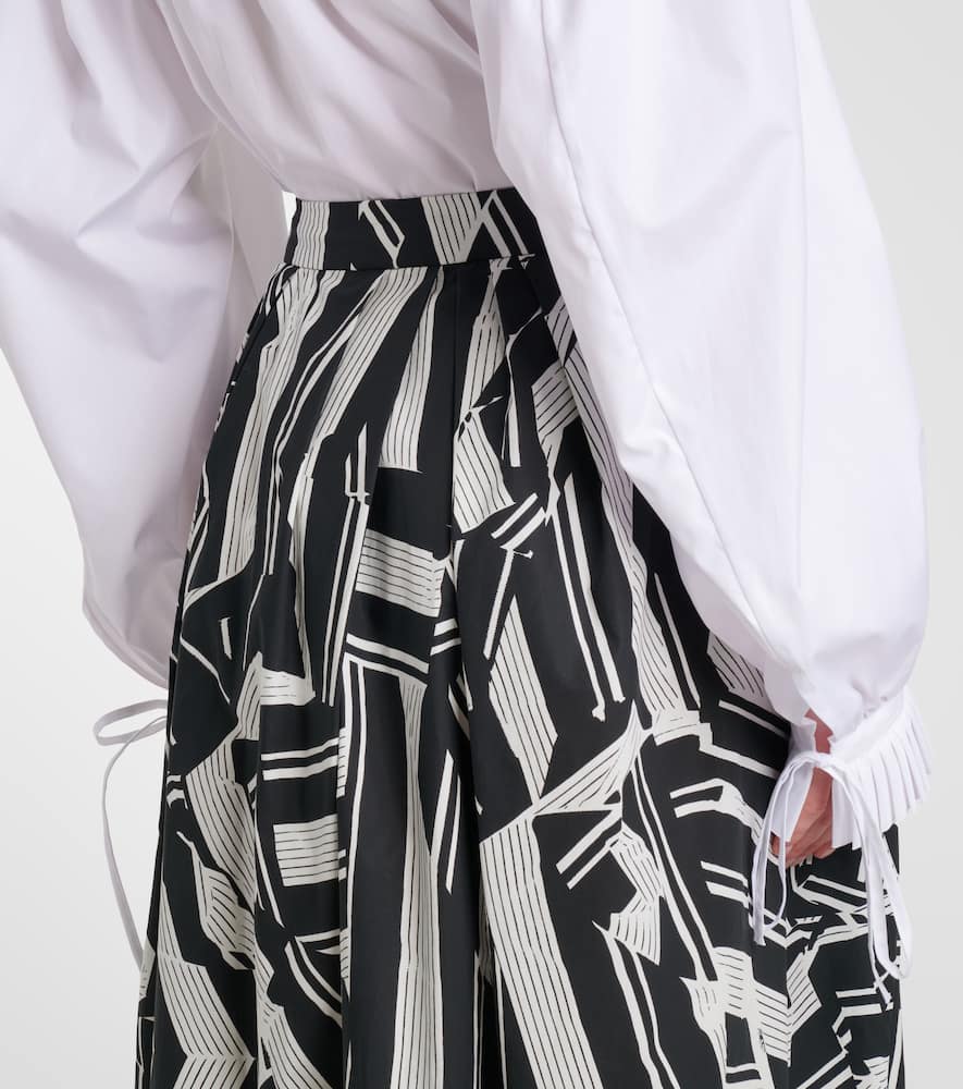 Printed cotton midi skirt