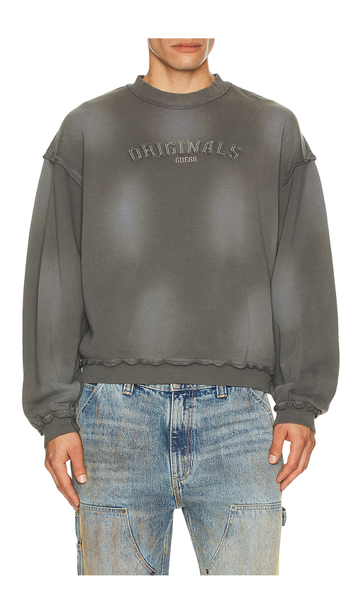Guess Originals Boxy Crewneck Sweater in Grey. XL/1X. Also in L, M