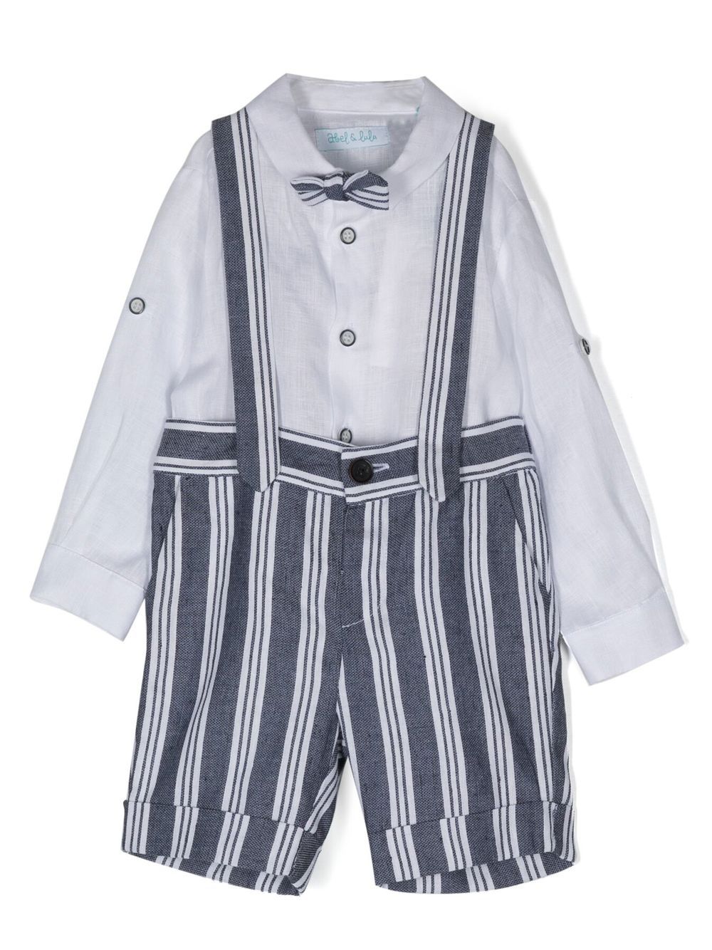 Stripe-pattern short set - Blue
