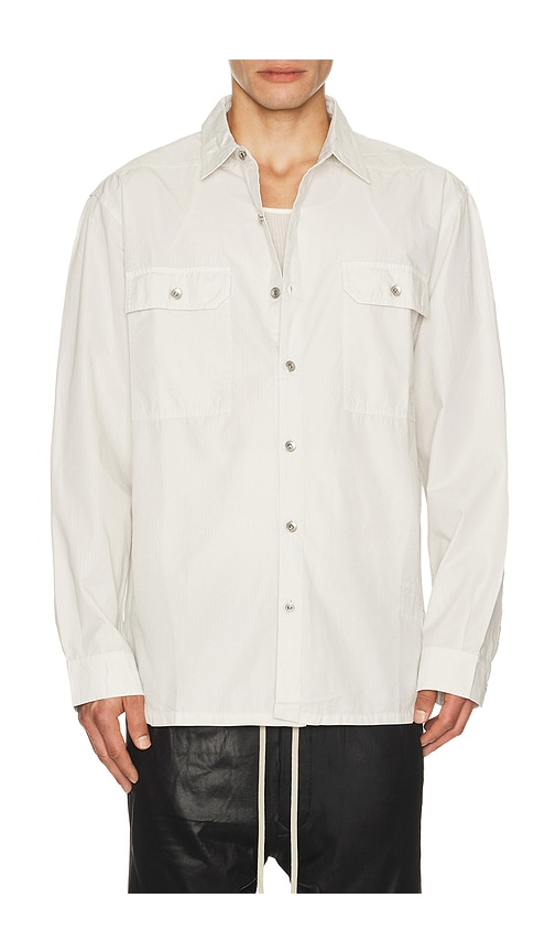 DRKSHDW by Rick Owens Jumbo Outershirt in Milk Wash - White. XL/1X also in