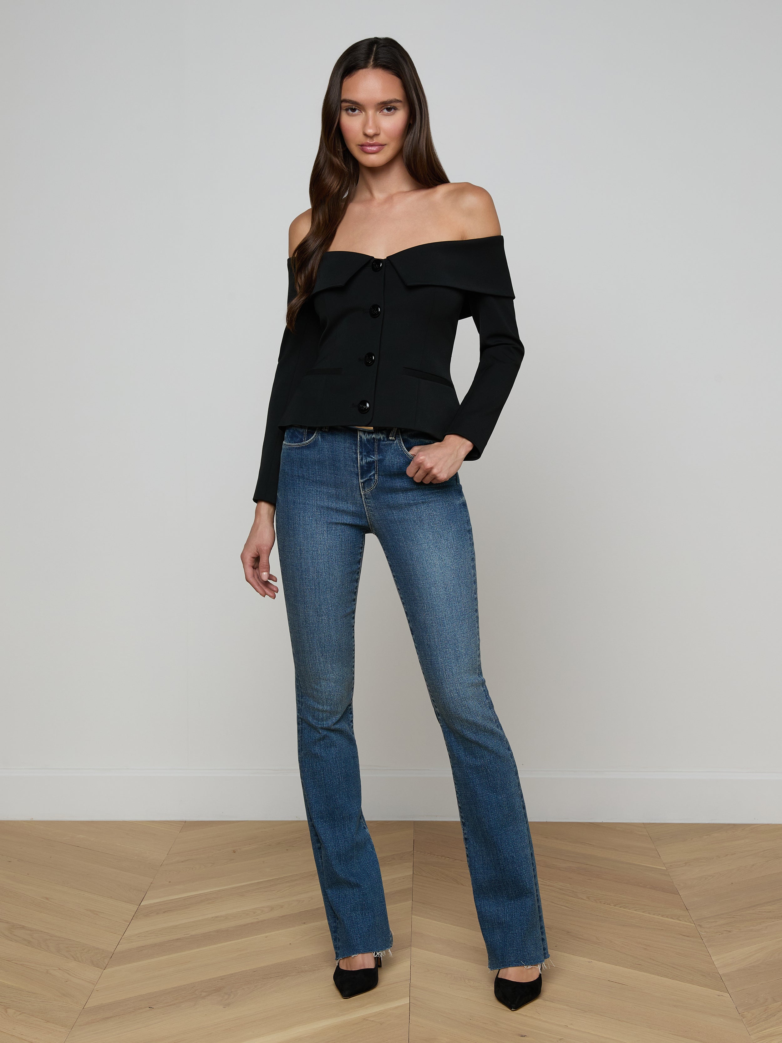 Ingrid Blazer Top In Black