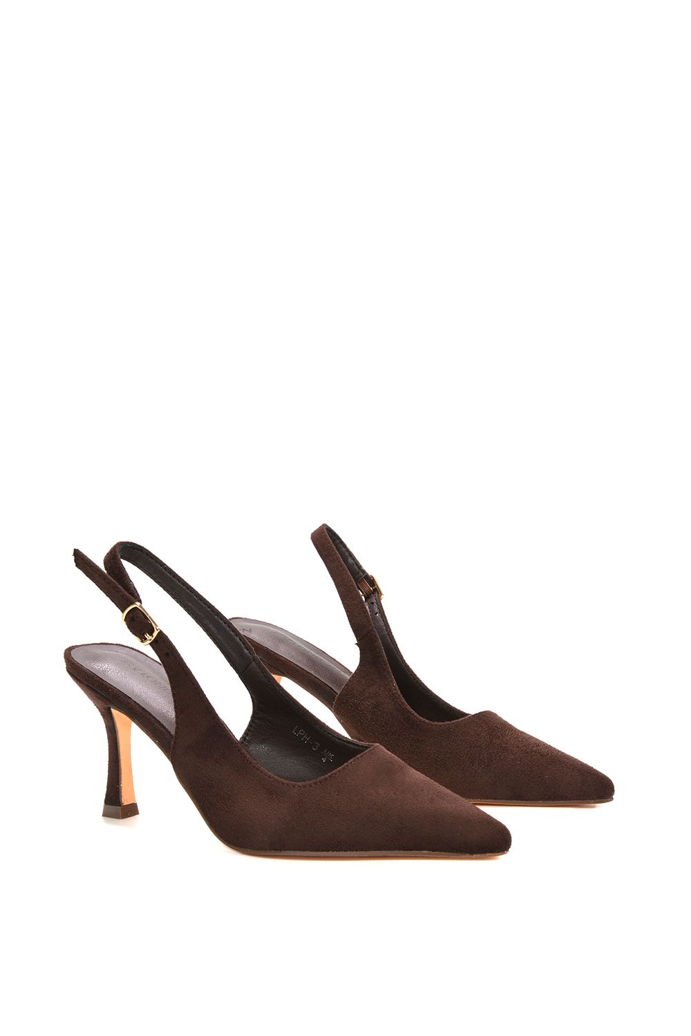 XY London Women's 'Valerie' Stiletto High Heel Closed Toe Slingback Court Shoes in Brown