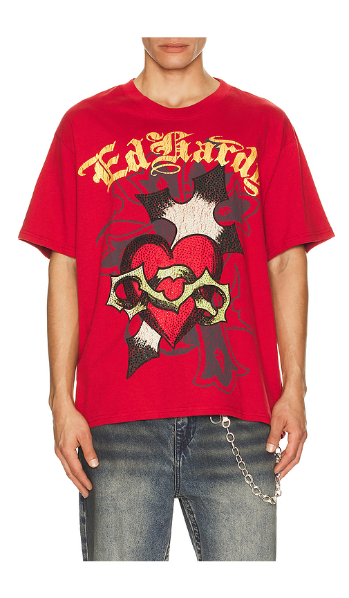 Ed Hardy Heart Boxy Tee in Red. S. Also in L, M, XL/1X