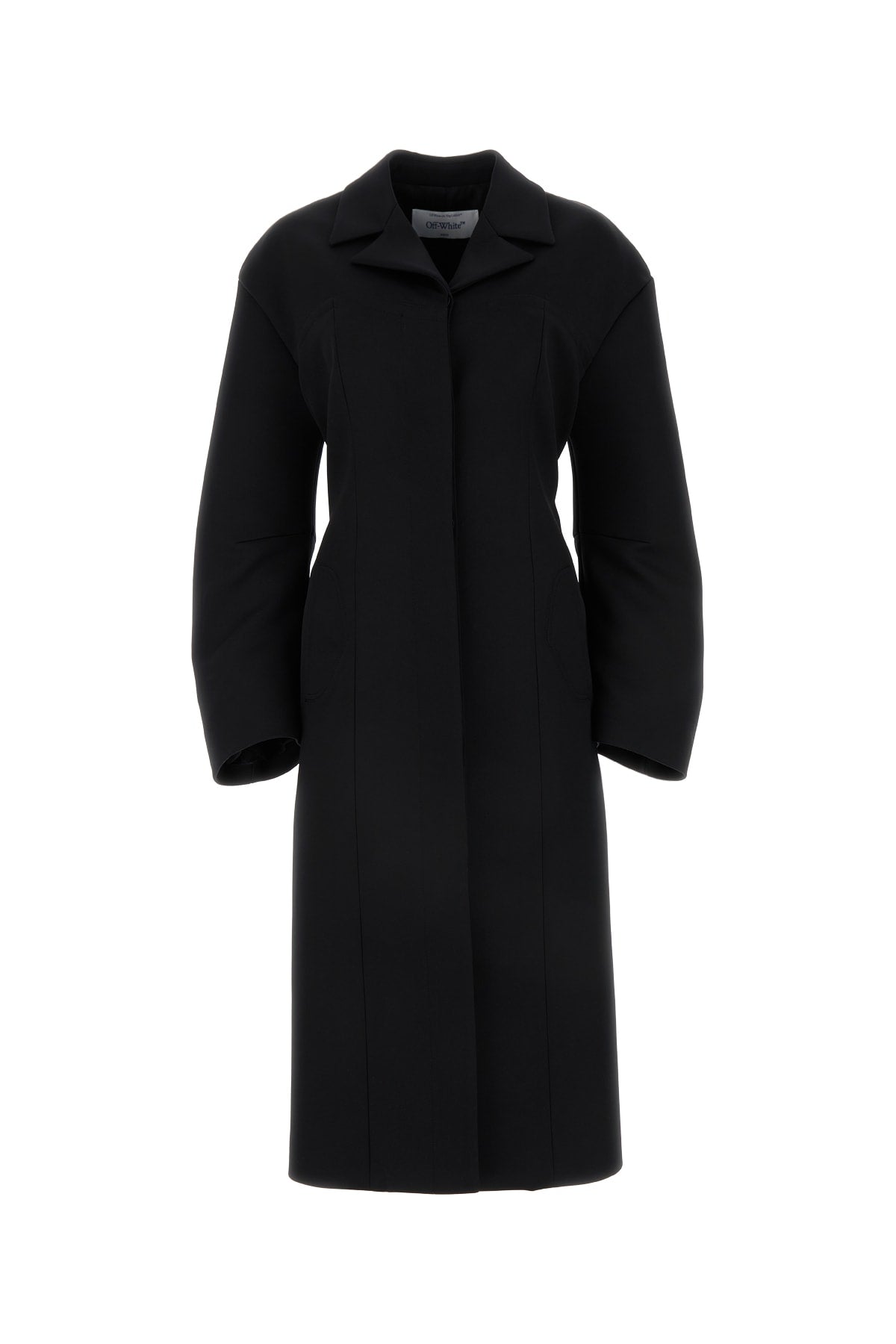 Wool-Blend Tailored Coat — Black