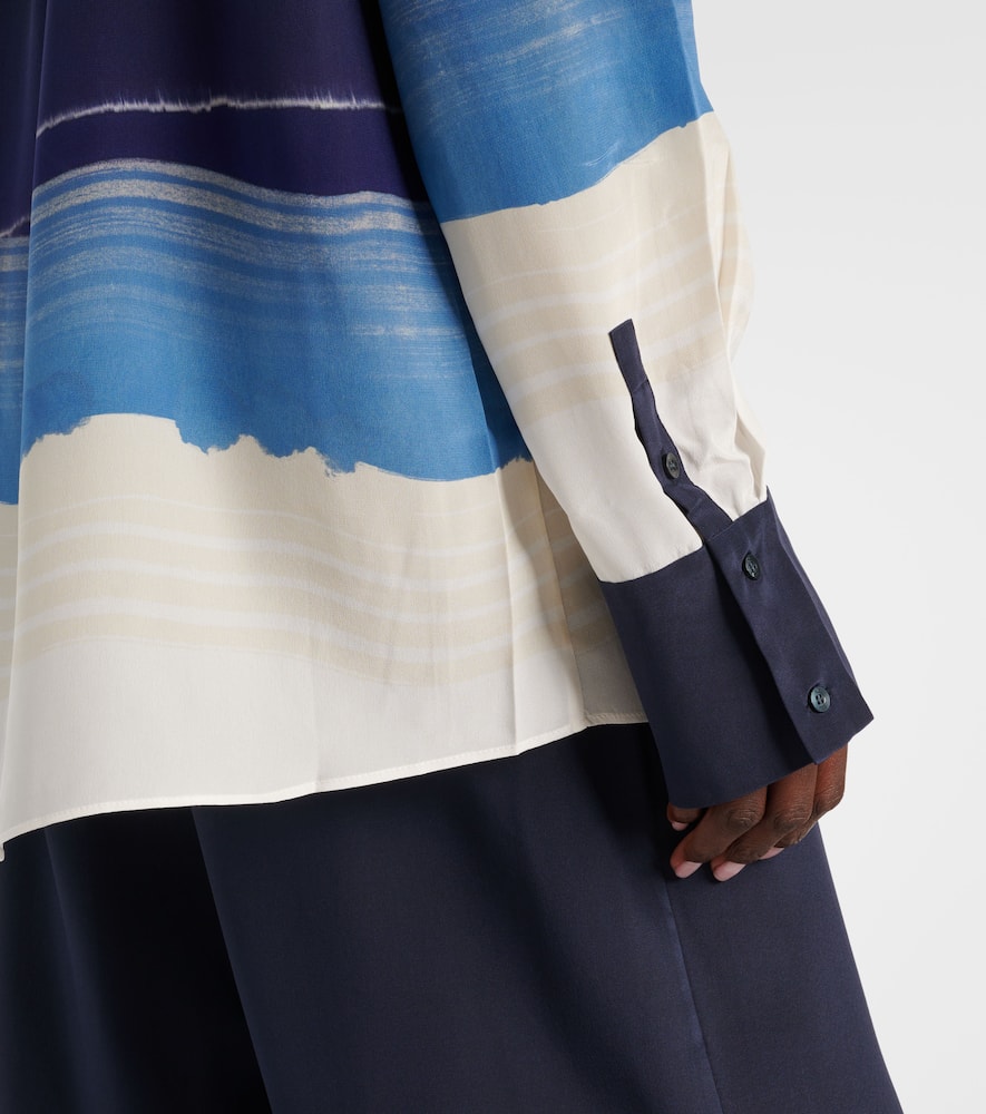 Mariner printed silk crêpe de chine shirt