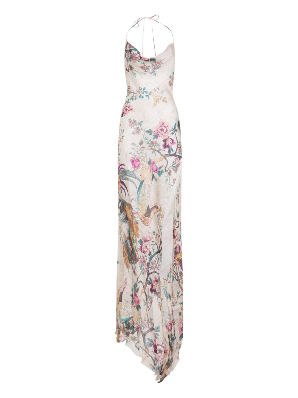Floral-print evening dress - Neutrals
