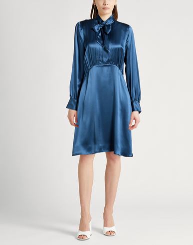 Woman Midi dress Slate blue Size 8 Silk