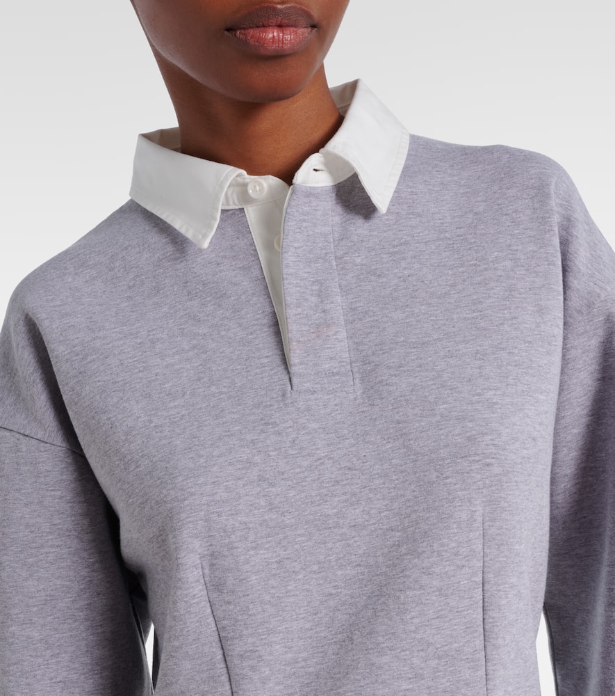 Cotton-blend jersey polo dress