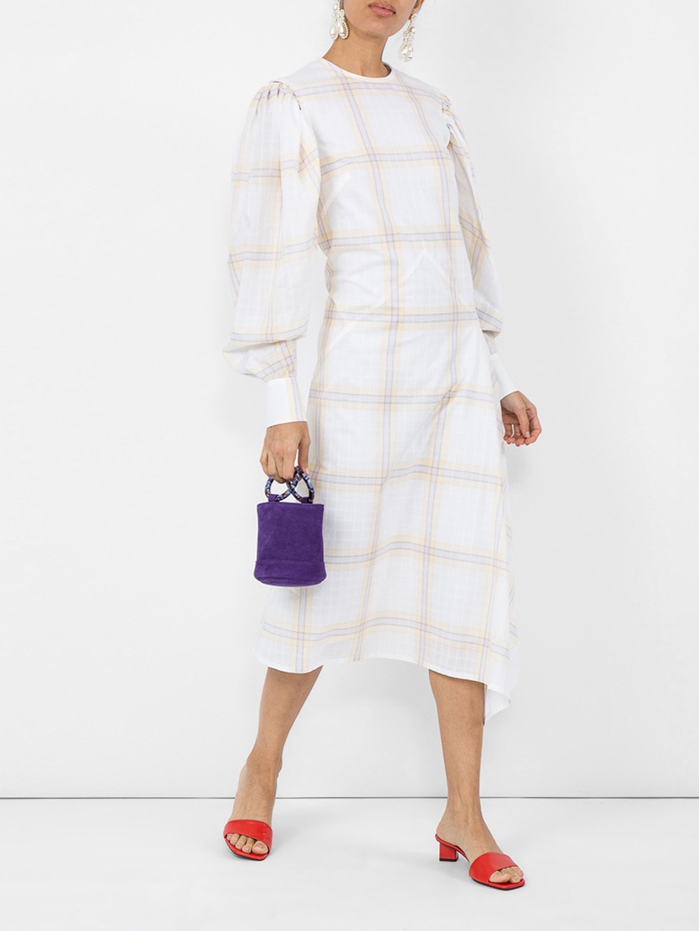 Check Print Midi Dress Multicolor