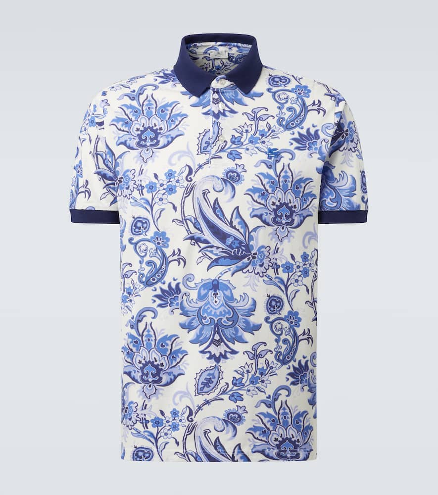 Printed cotton polo shirt