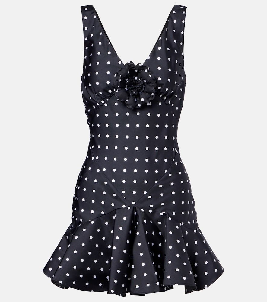 Polka-dot silk twill minidress