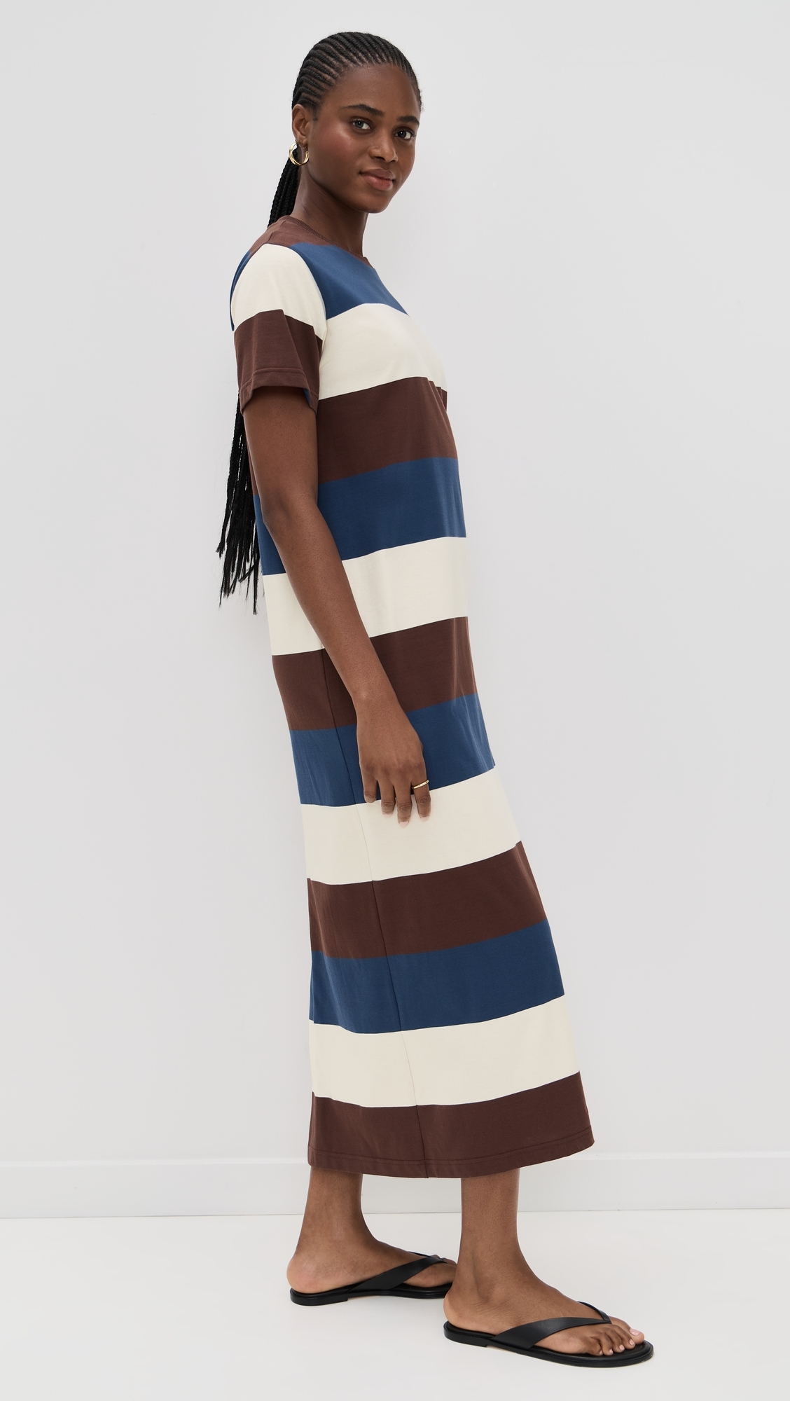 Grace Midi Dress Chocolate/Blue/Ivory