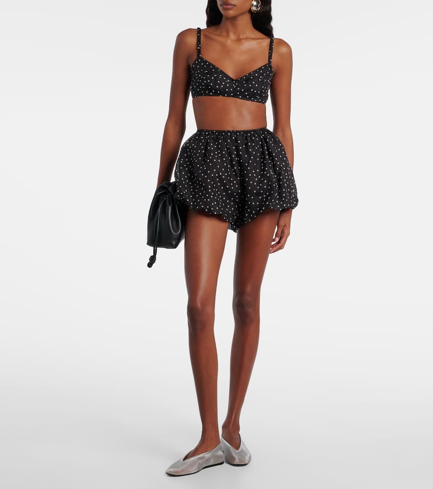 Polka-dot high-rise silk shorts