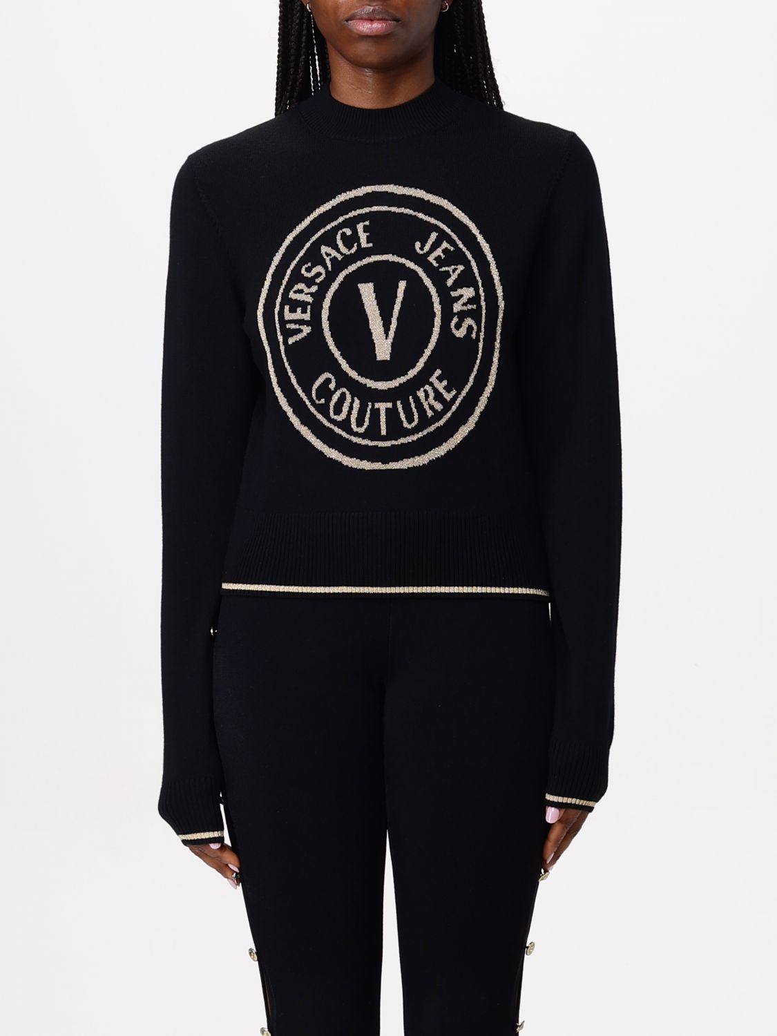V-Emblem wool jumper - Black