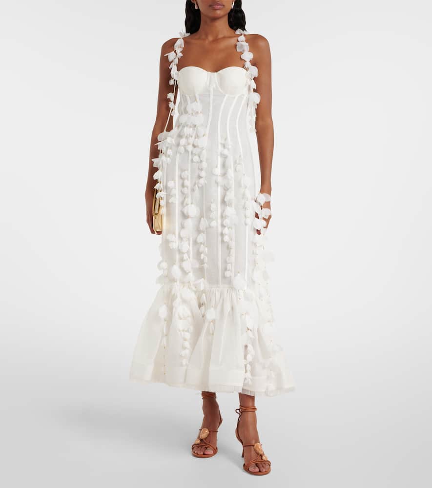 Dawning linen and silk midi dress