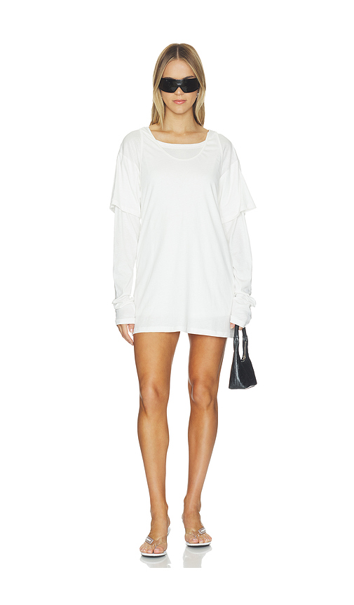 NIIHAI Long Sleeve T-shirt Dress in White. XS. Also in S