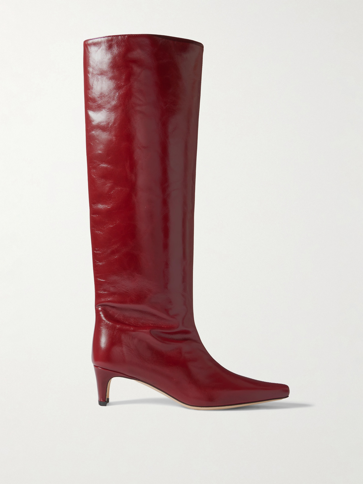 Wally Leather Knee Boots - Burgundy