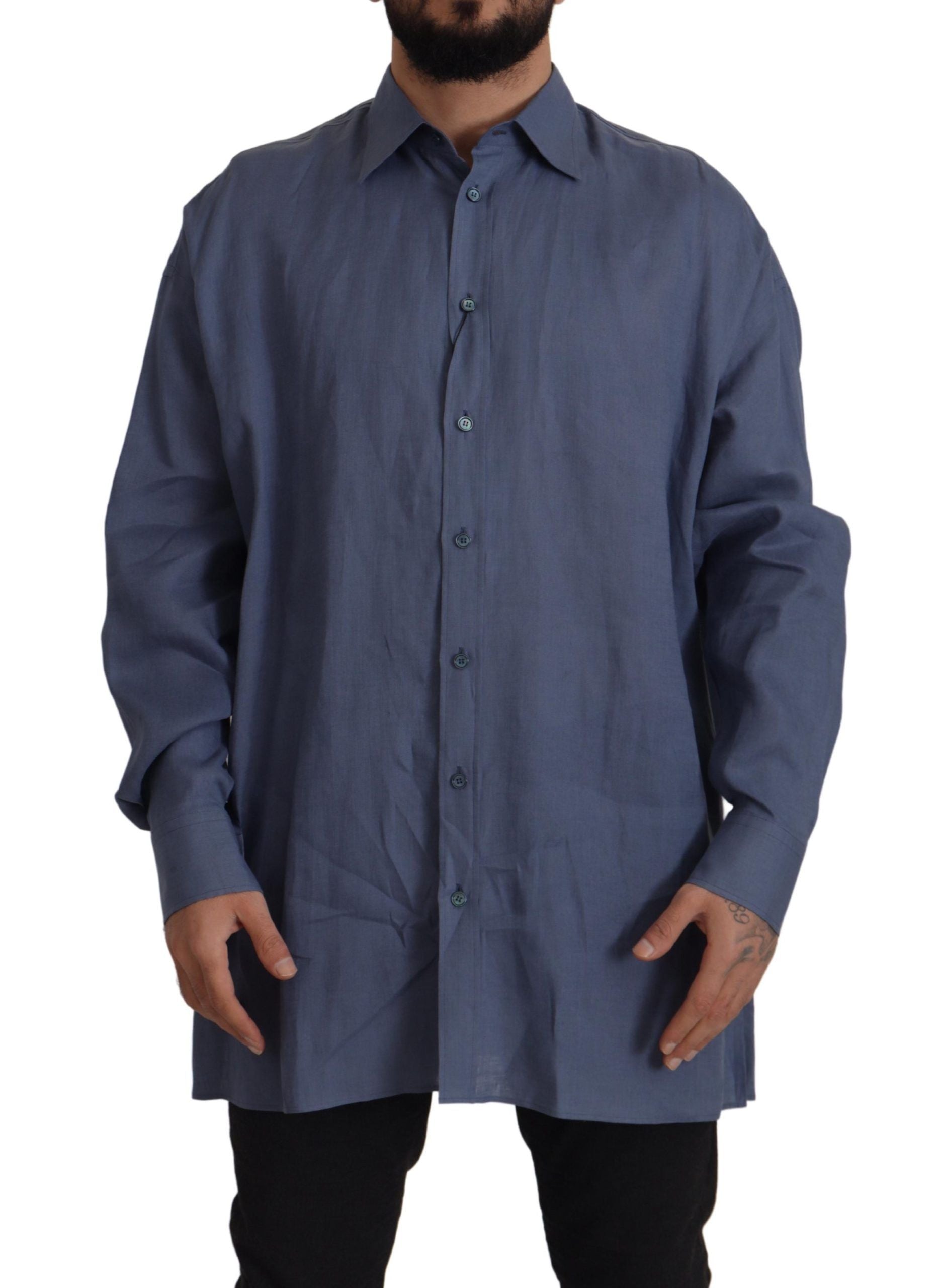 100% Linen Shirt — Navy