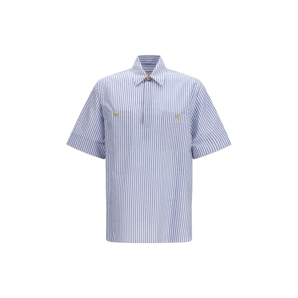 Striped Cotton-Linen Shirt — Blue