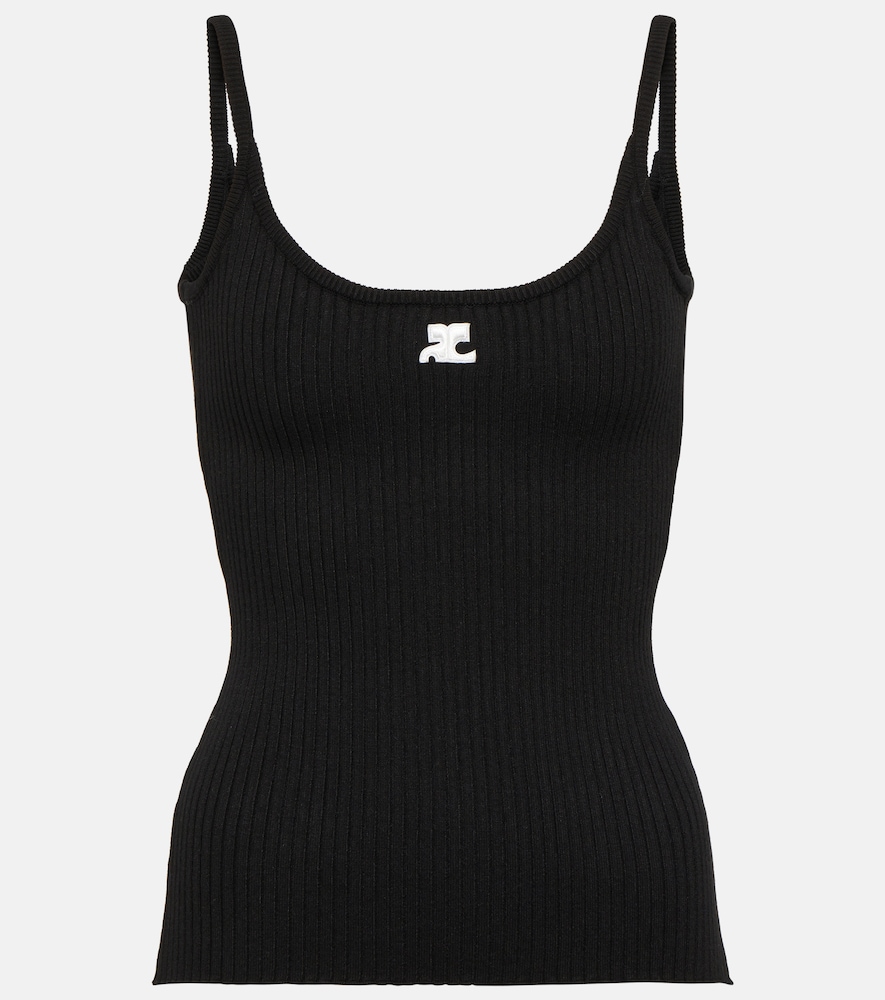 Courrèges Logo ribbed-knit tank top