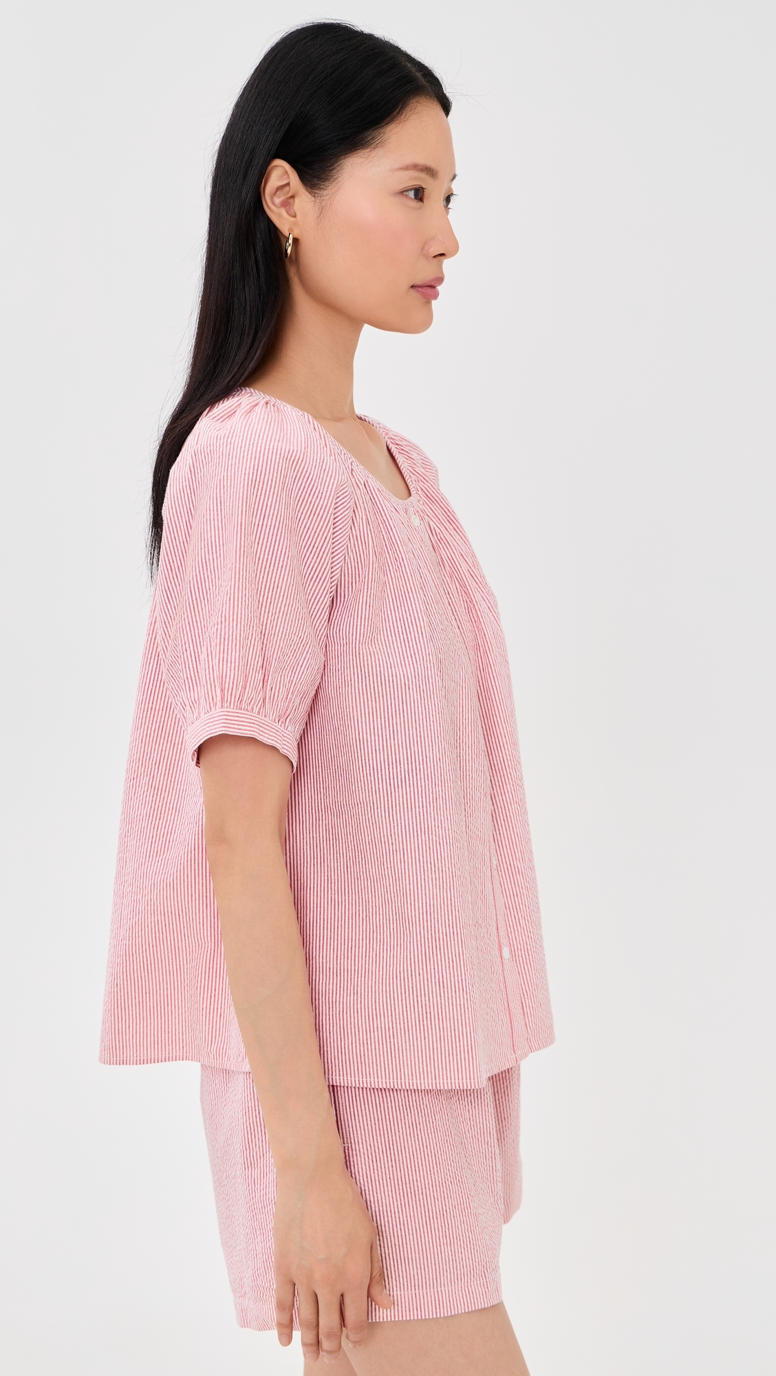 Everly Top Red/White Seersucker