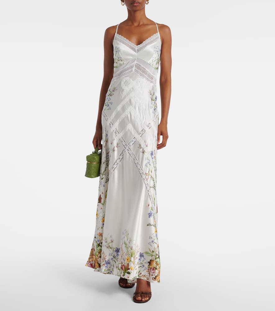 Floral silk satin slip dress