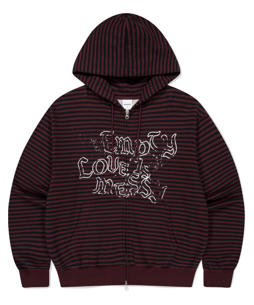 EMPTY STRIPE ZIP UP HOODIE BURGUNDY
