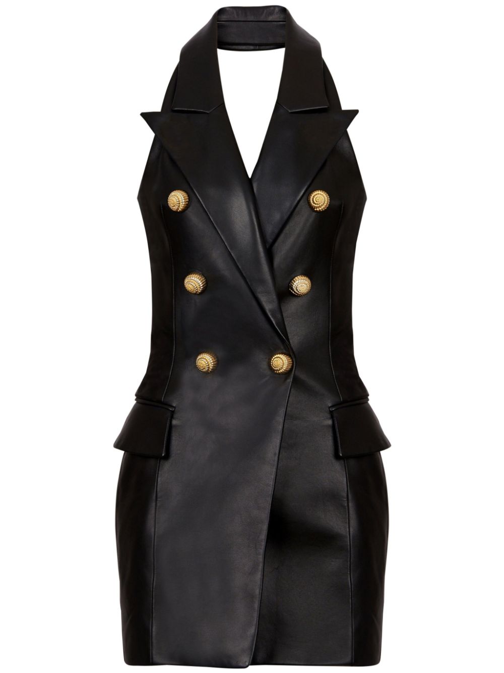 Leather halterneck dress - Black