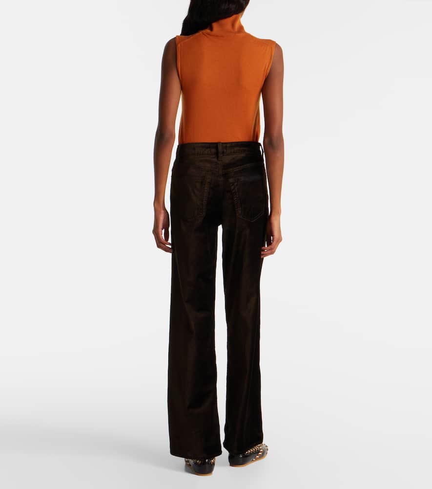 Le Slim Palazzo cotton-blend velvet wide-leg pants