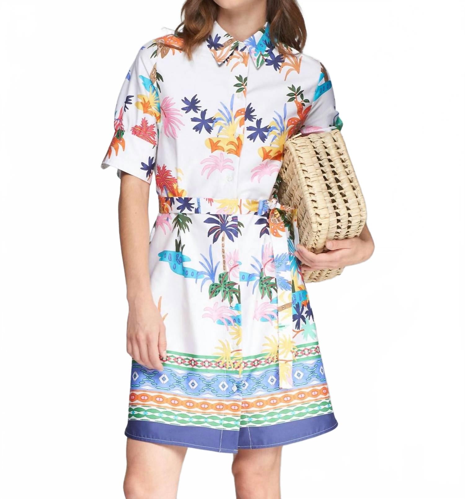 Hester Palmeras Greca Dress In White Muti