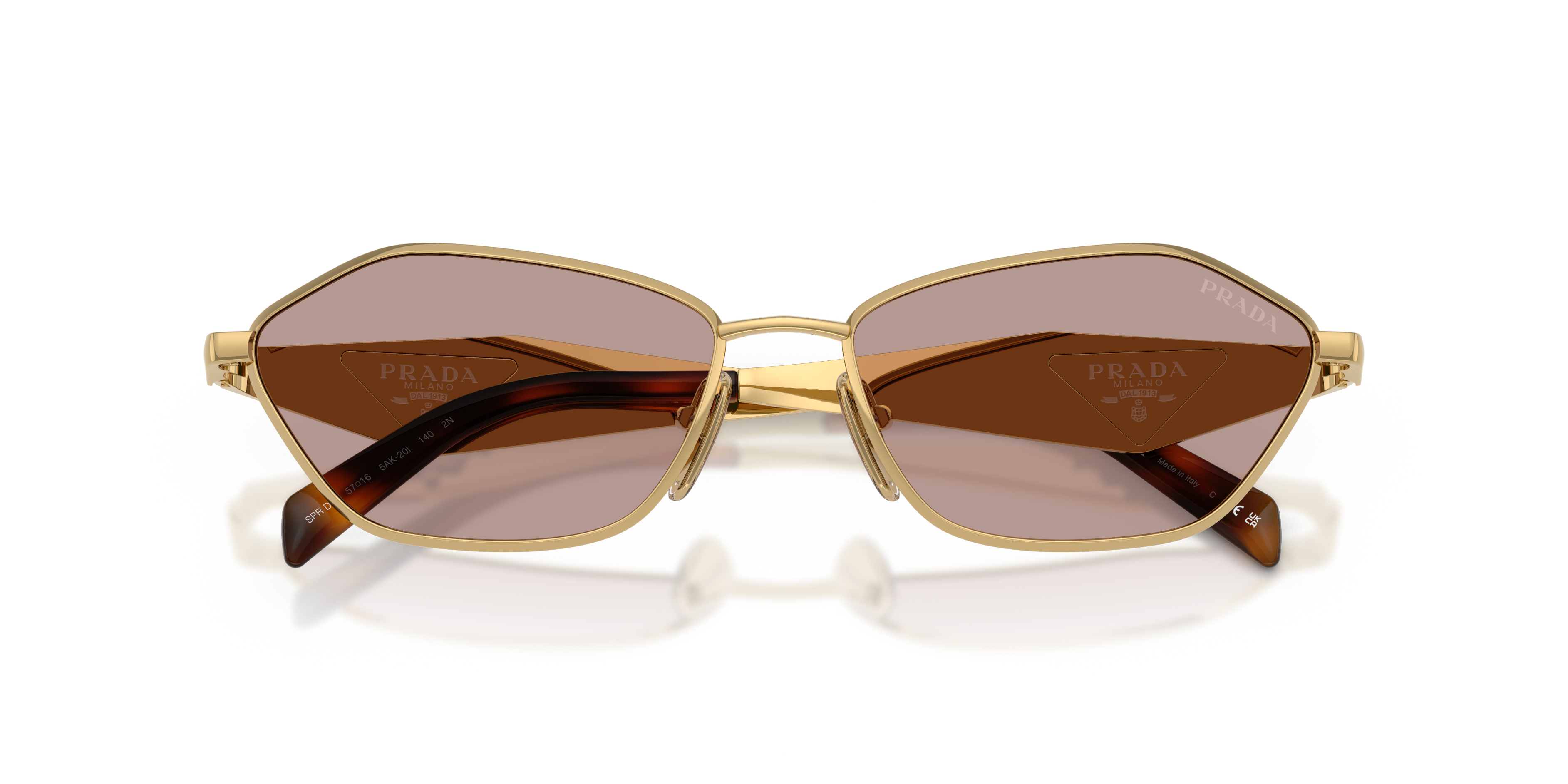 Prada Woman Prada PR D50S 5AK20I Sunglasses Metal Gold Brown Geometric Norma