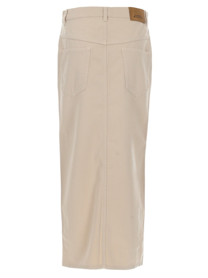 Beige Solid Maxi Skirt