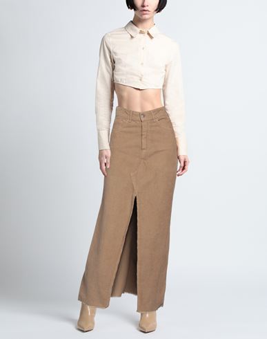 Woman Maxi skirt Camel Size M Cotton, Elastane