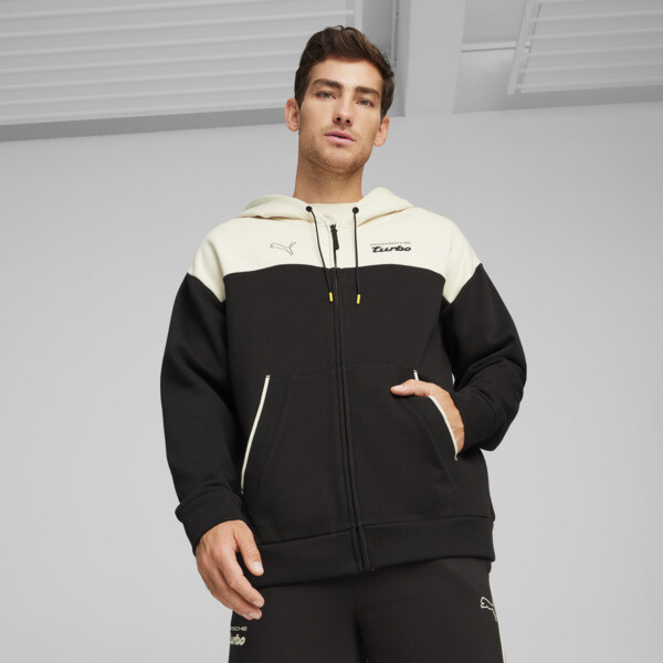 PUMA Porsche Legacy Men's Hooded Motorsport Sweat Jacket in Black
