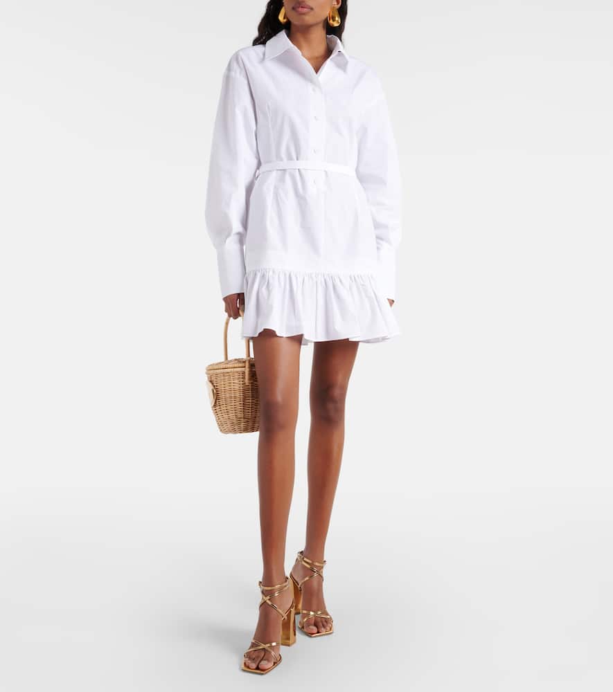 Ruffled cotton shirt dress