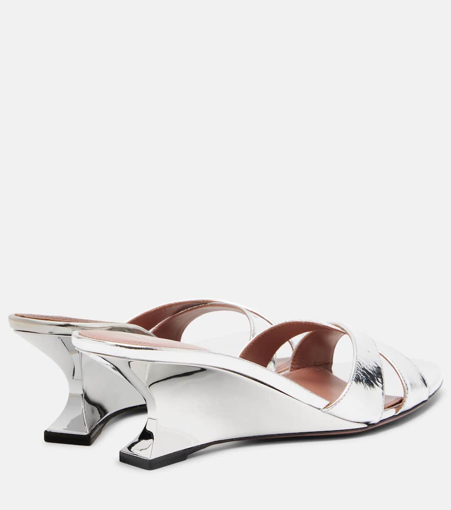 Nina 50 metallic leather wedges