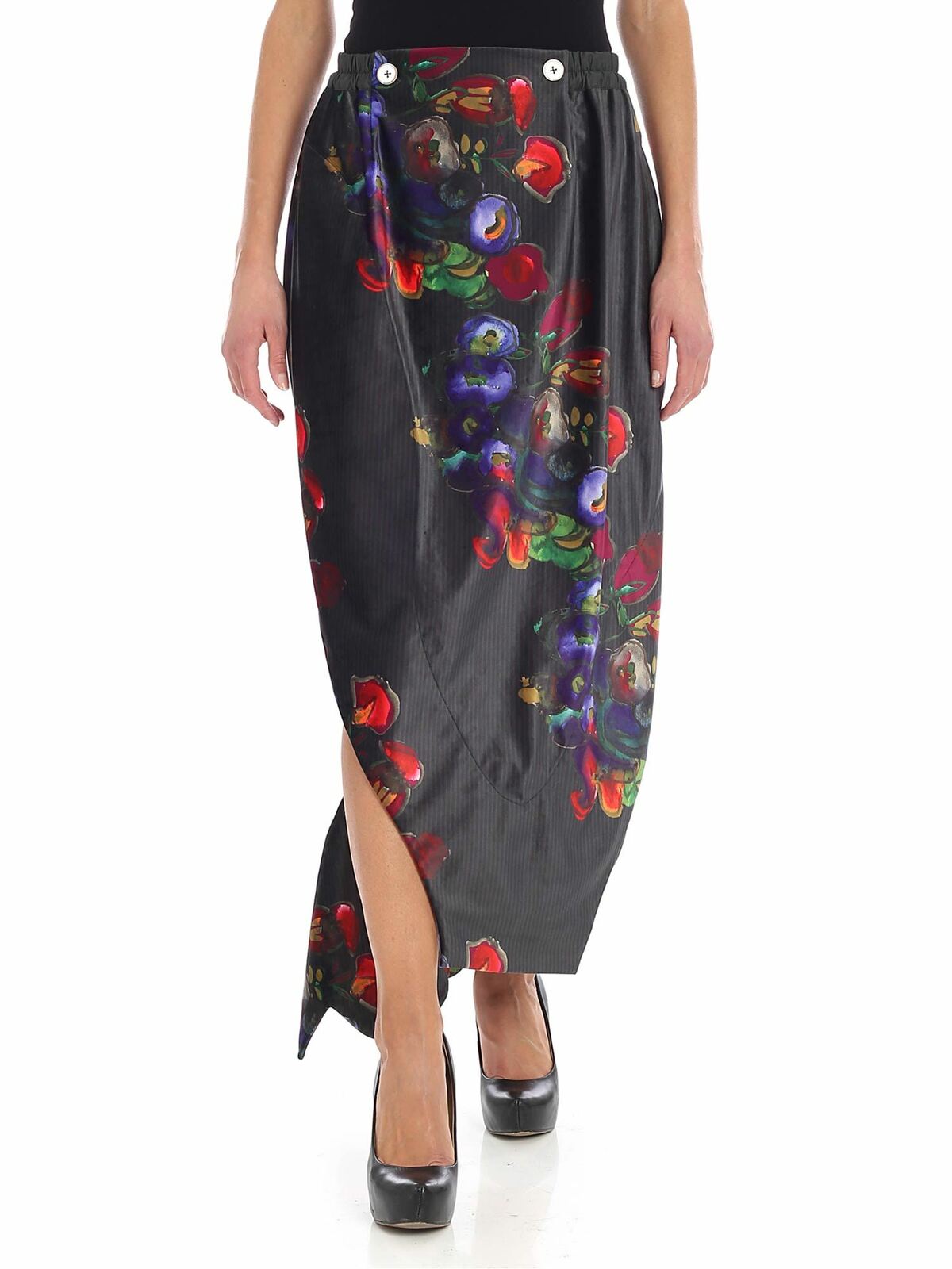 Skirt with multicolor floral print